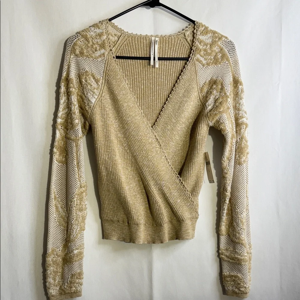 Anthropologie Beige and Cream Lace Knit Sweater - Picture 3 of 15